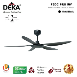 Ceiling Fan Deka C/W RC F5dc Pro 56" 5 Blade Matt Black