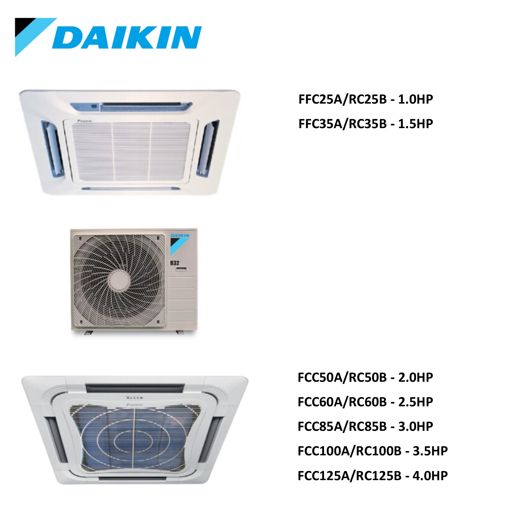 DAIKIN 2.5HP FCC60A/RC60B-WIFI SMARTO R32 CEILING CASSETTE AIR-CONDITIONER  | Top Kinabalu Online Store, image size:1771x1771