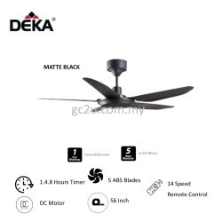 CEILING FAN DEKA KRONOS F5DC-5B-BK C/W RC 56" BLACK 14 SPEEDS 