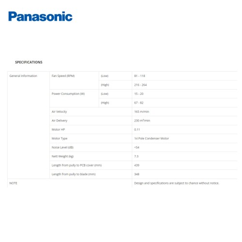 Ceiling Fan Pan. F-M15AO 3 Blade (Regulator)